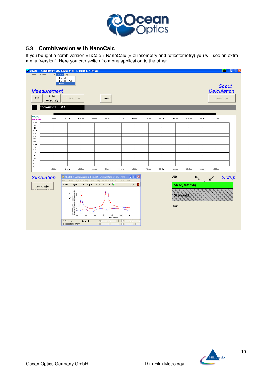 Combiversion with nanocalc | Ocean Optics ElliCalc User Manual | Page 11 / 59