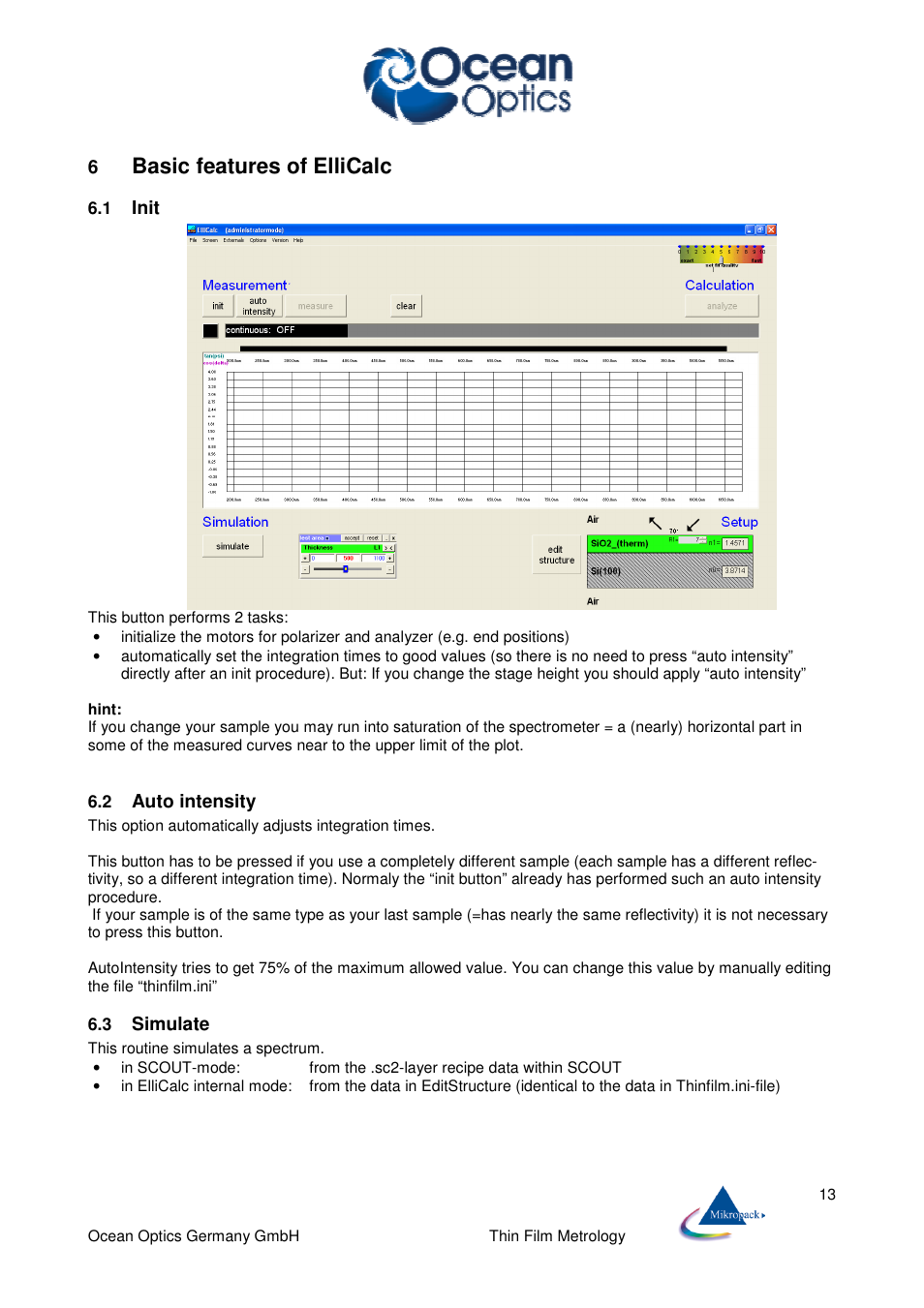 Basic features of ellicalc | Ocean Optics ElliCalc User Manual | Page 14 / 59