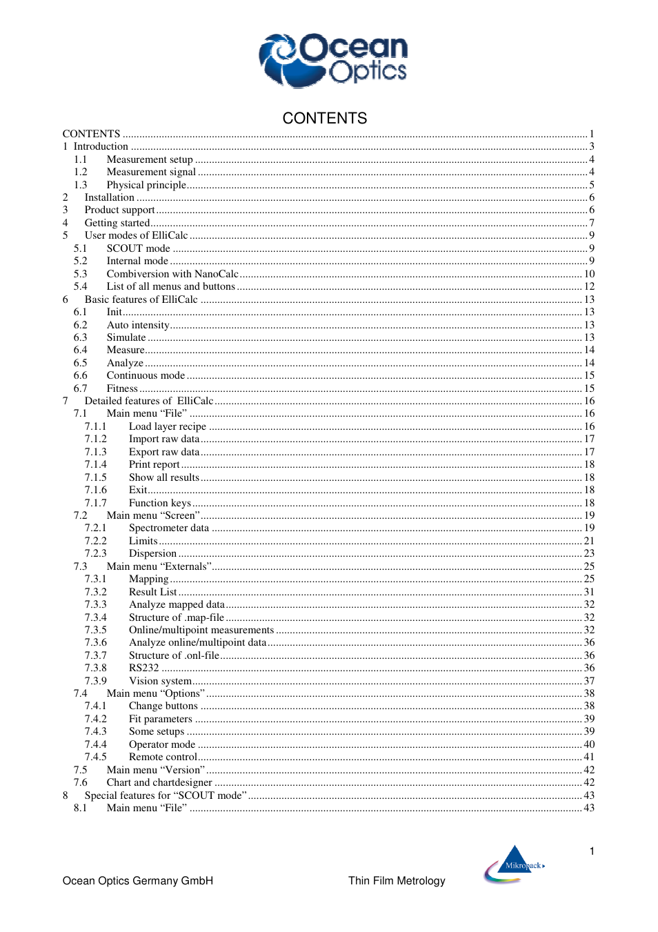 Ocean Optics ElliCalc User Manual | Page 2 / 59