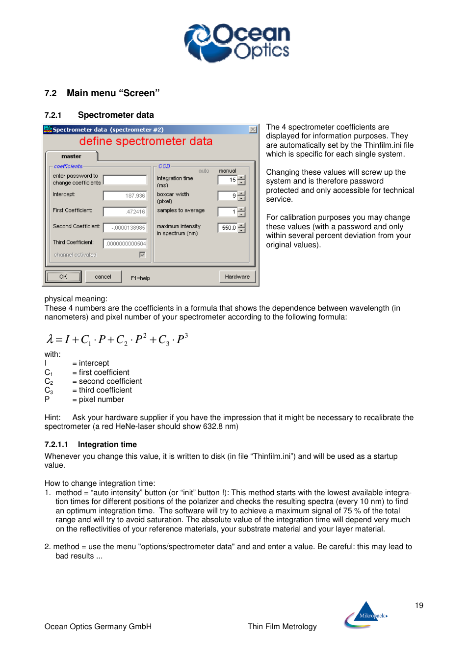 Ocean Optics ElliCalc User Manual | Page 20 / 59