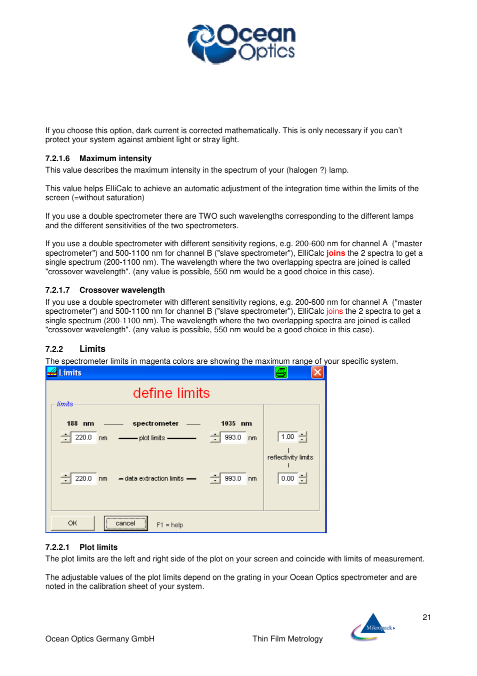 Ocean Optics ElliCalc User Manual | Page 22 / 59