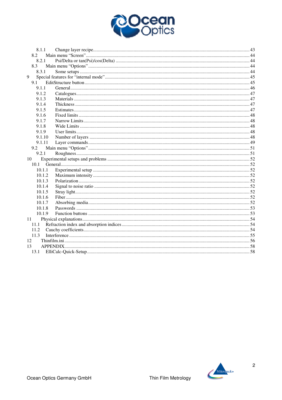 Ocean Optics ElliCalc User Manual | Page 3 / 59