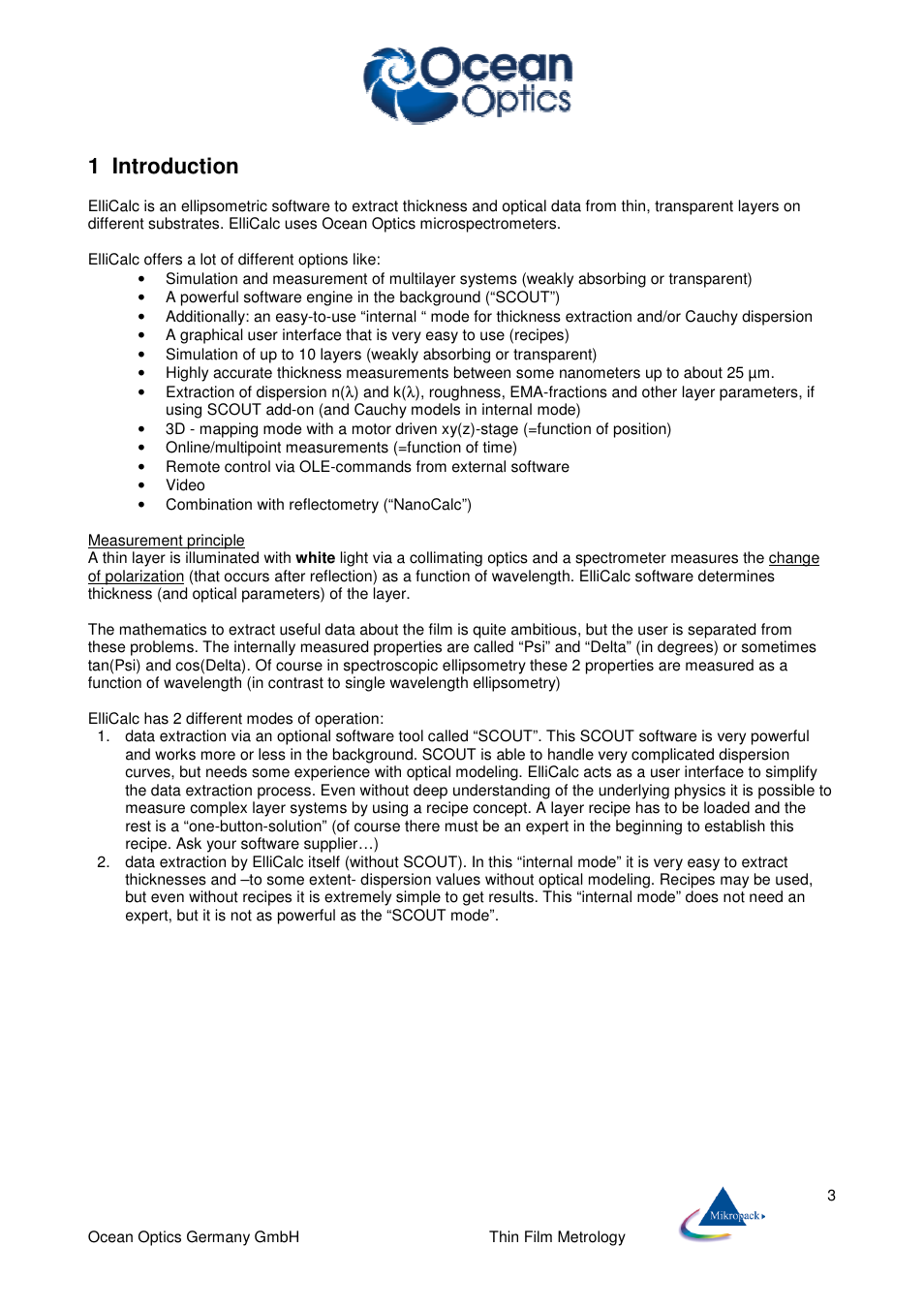 1 introduction | Ocean Optics ElliCalc User Manual | Page 4 / 59