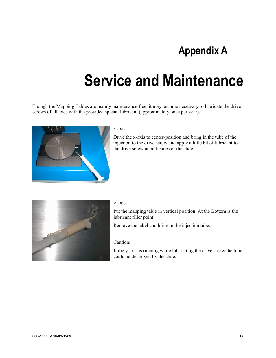 A: service and maintenance, Service and maintenance, Appendix a | Ocean Optics XYZ Mapping Tables User Manual | Page 25 / 28