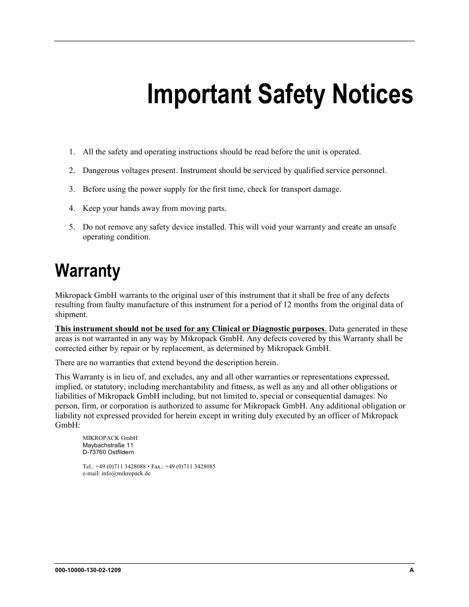 Important safety notices, Warranty | Ocean Optics XYZ Mapping Tables User Manual | Page 3 / 28