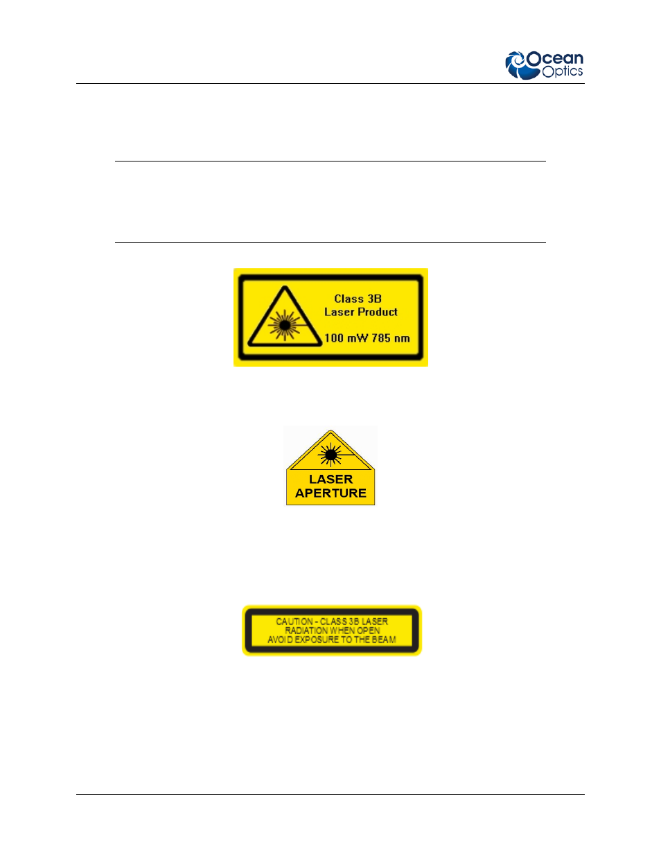 Laser safety | Ocean Optics IDRaman mini Install User Manual | Page 4 / 42