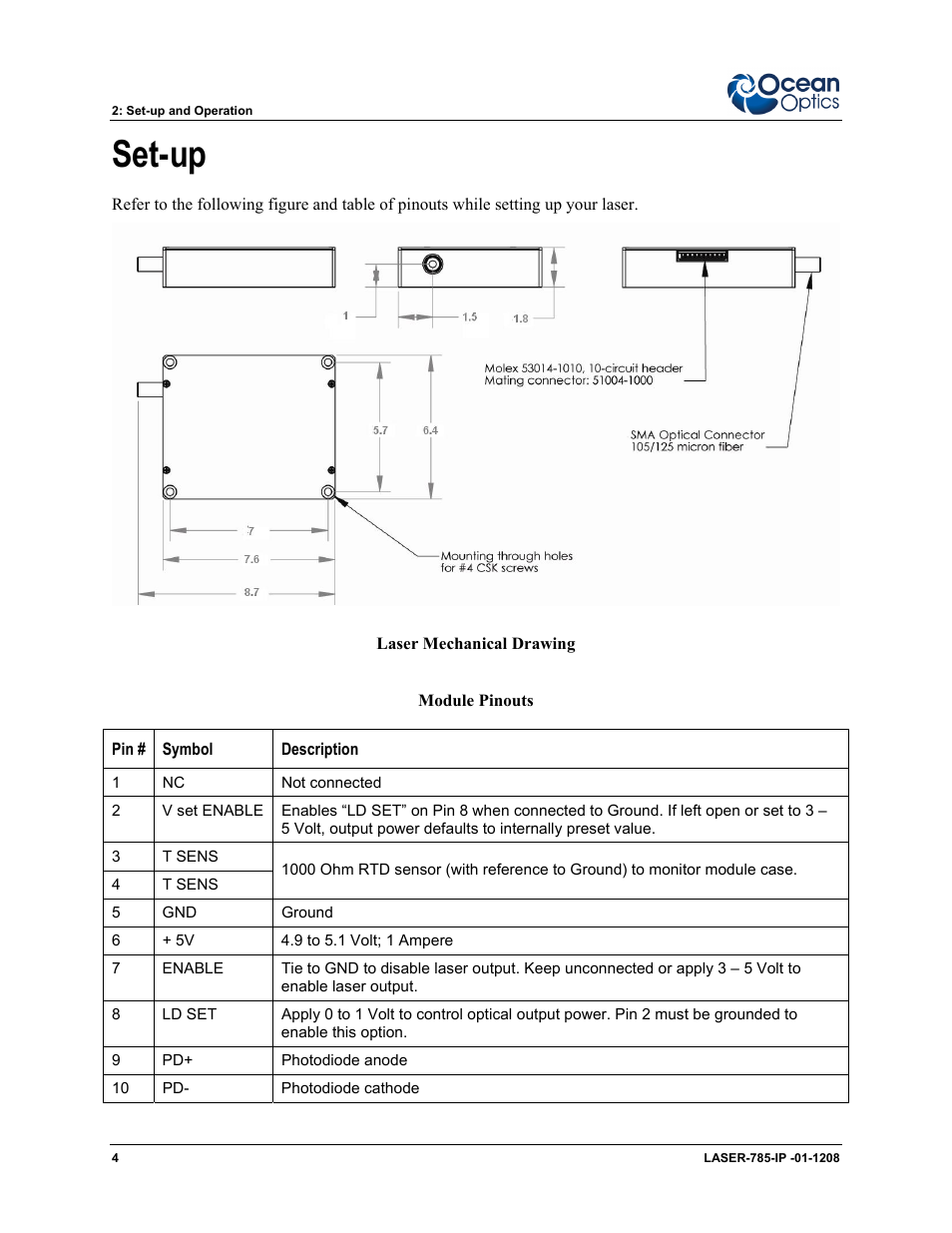 Set-up | Ocean Optics Multimode Spectrum User Manual | Page 12 / 18