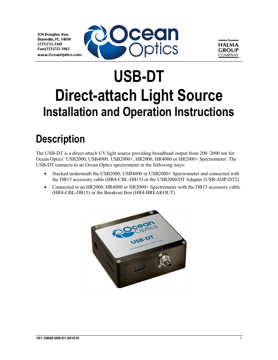 Ocean Optics USB-DT User Manual | 6 pages