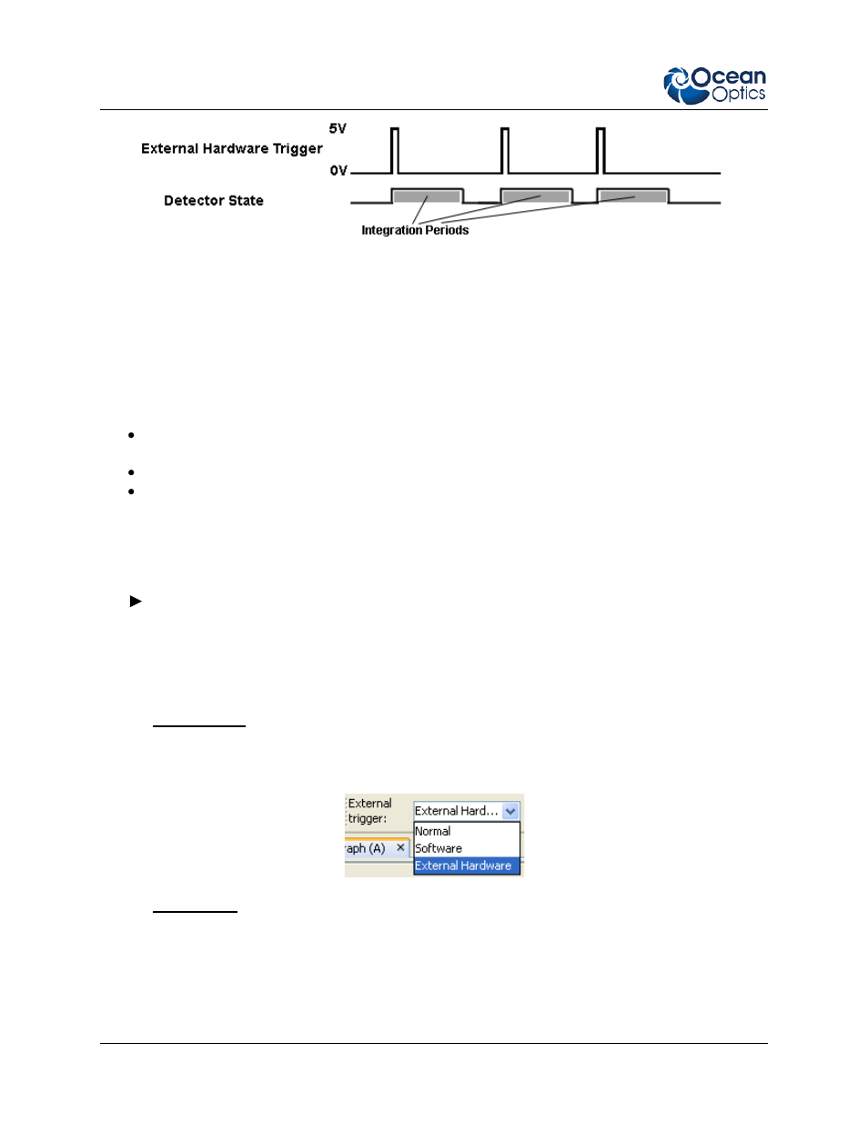 When to use external hardware triggering mode, Using external hardware triggering mode, Spectrasuite | Ooibase32 | Ocean Optics External Triggering Options User Manual | Page 10 / 14