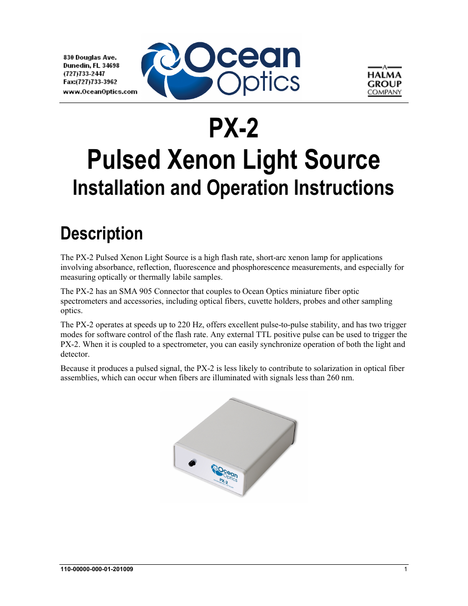 Ocean Optics PX-2 User Manual | 8 pages