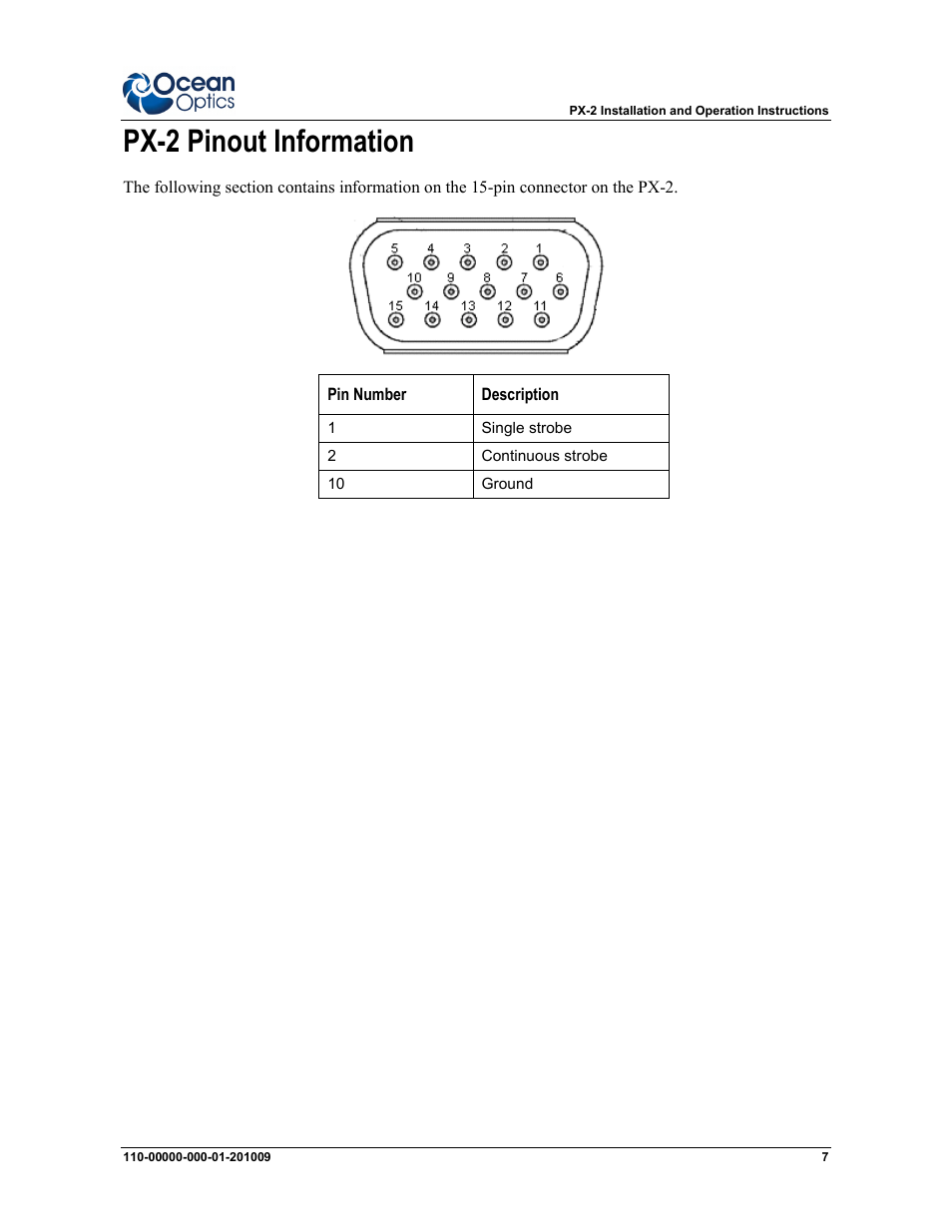 Px-2 pinout information | Ocean Optics PX-2 User Manual | Page 7 / 8