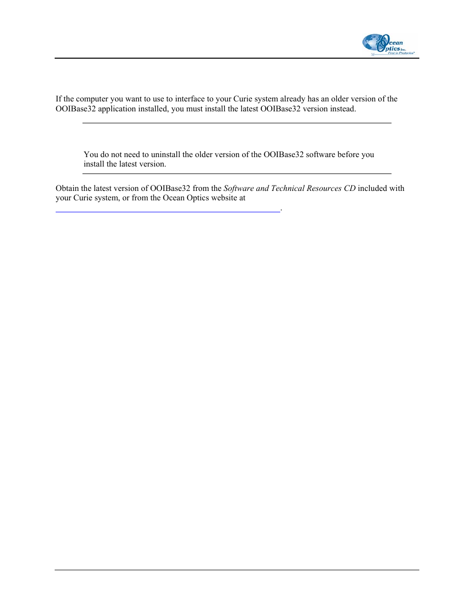 Problem 2: older version of ooibase32 installed | Ocean Optics Curie UV-VIS Emission User Manual | Page 42 / 60