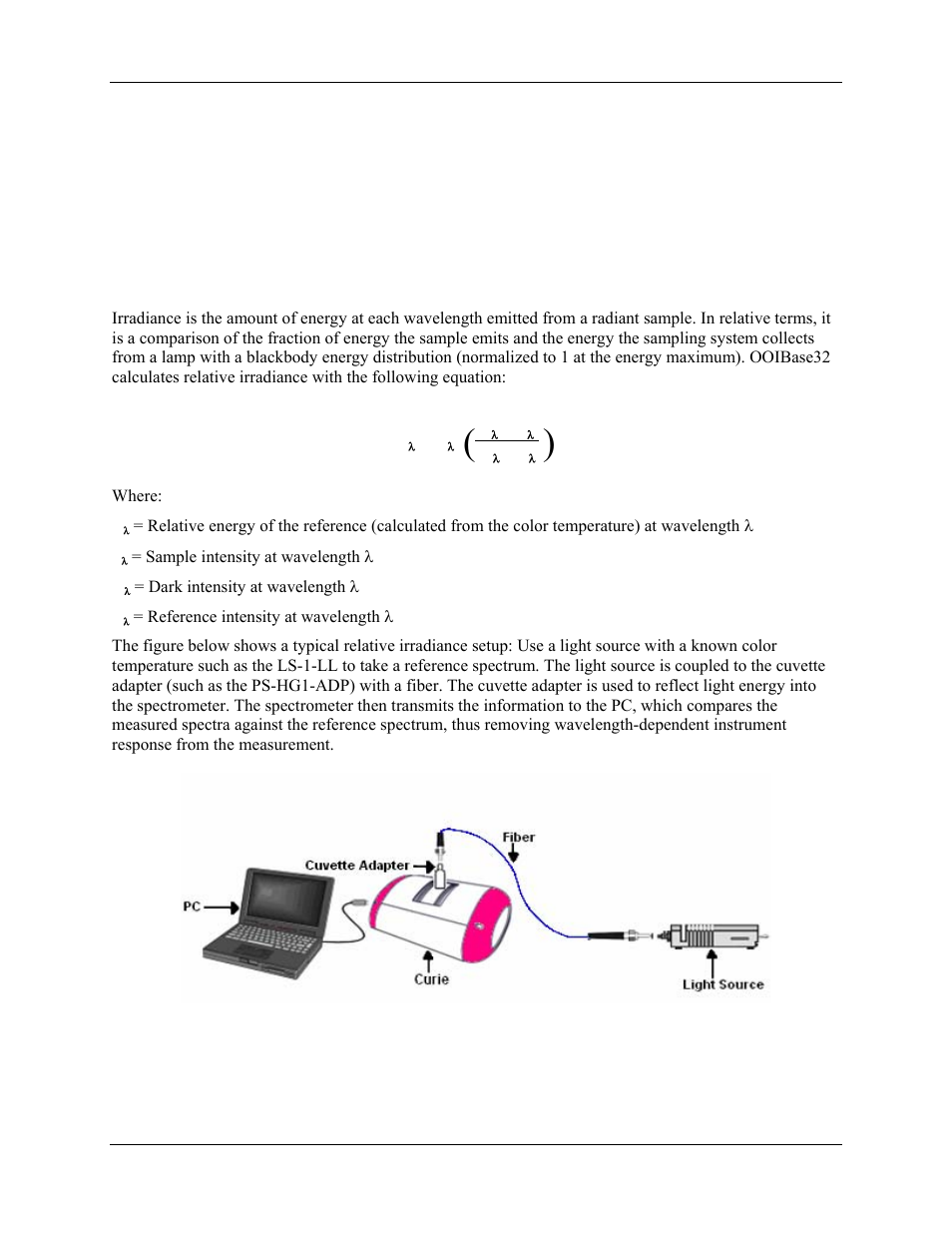 Relative irradiance mode, Appendix c: relative irradiance mode, Appendix c | Ocean Optics Curie UV-VIS Emission User Manual | Page 53 / 60