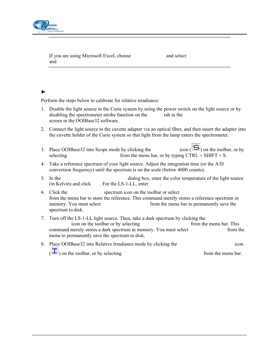 Calibrating the spectrometer | Ocean Optics Curie UV-VIS Emission User Manual | Page 55 / 60