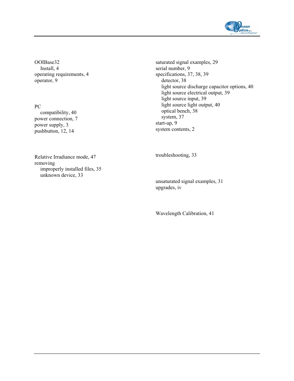 Ocean Optics Curie UV-VIS Emission User Manual | Page 60 / 60