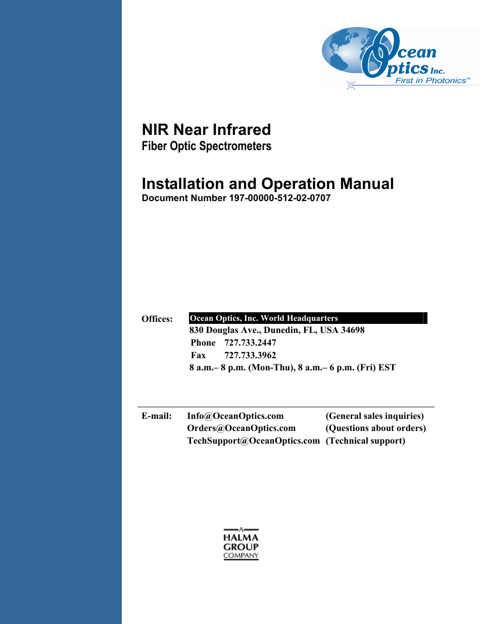 Ocean Optics NIR User Manual | 36 pages