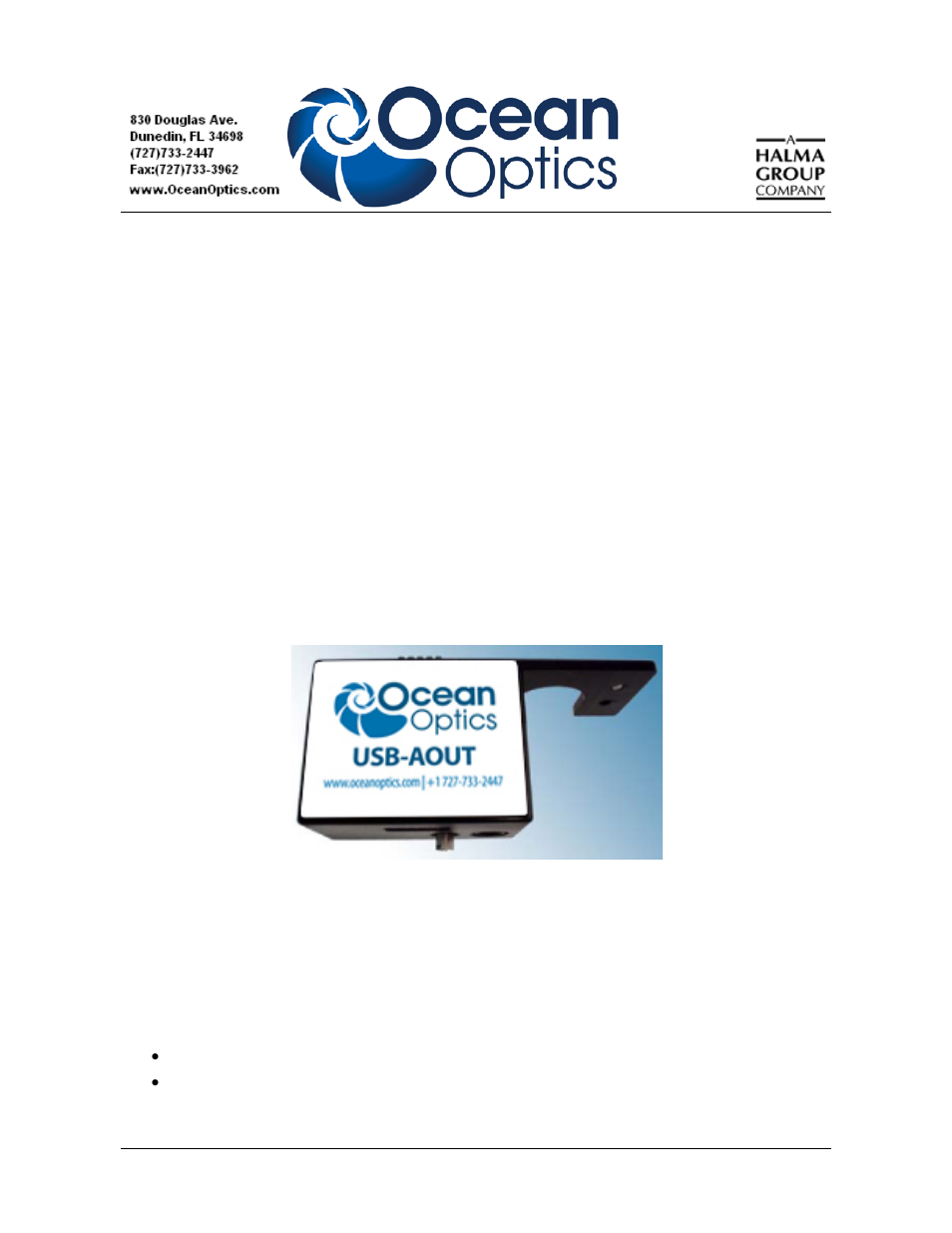 Ocean Optics USB-AOUT User Manual | 6 pages