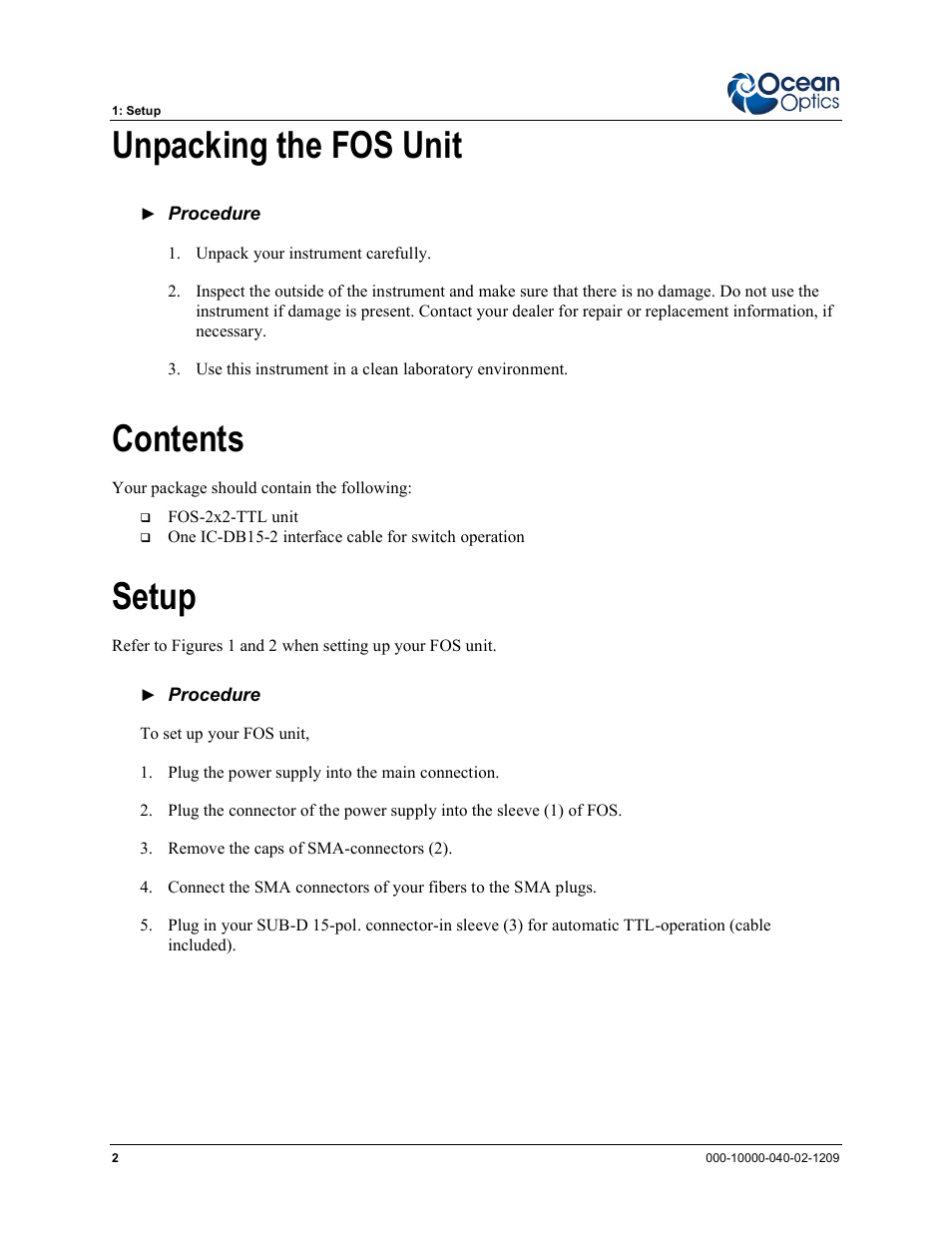 Ocean Optics FOS-2x2-TTL User Manual | Page 10 / 20