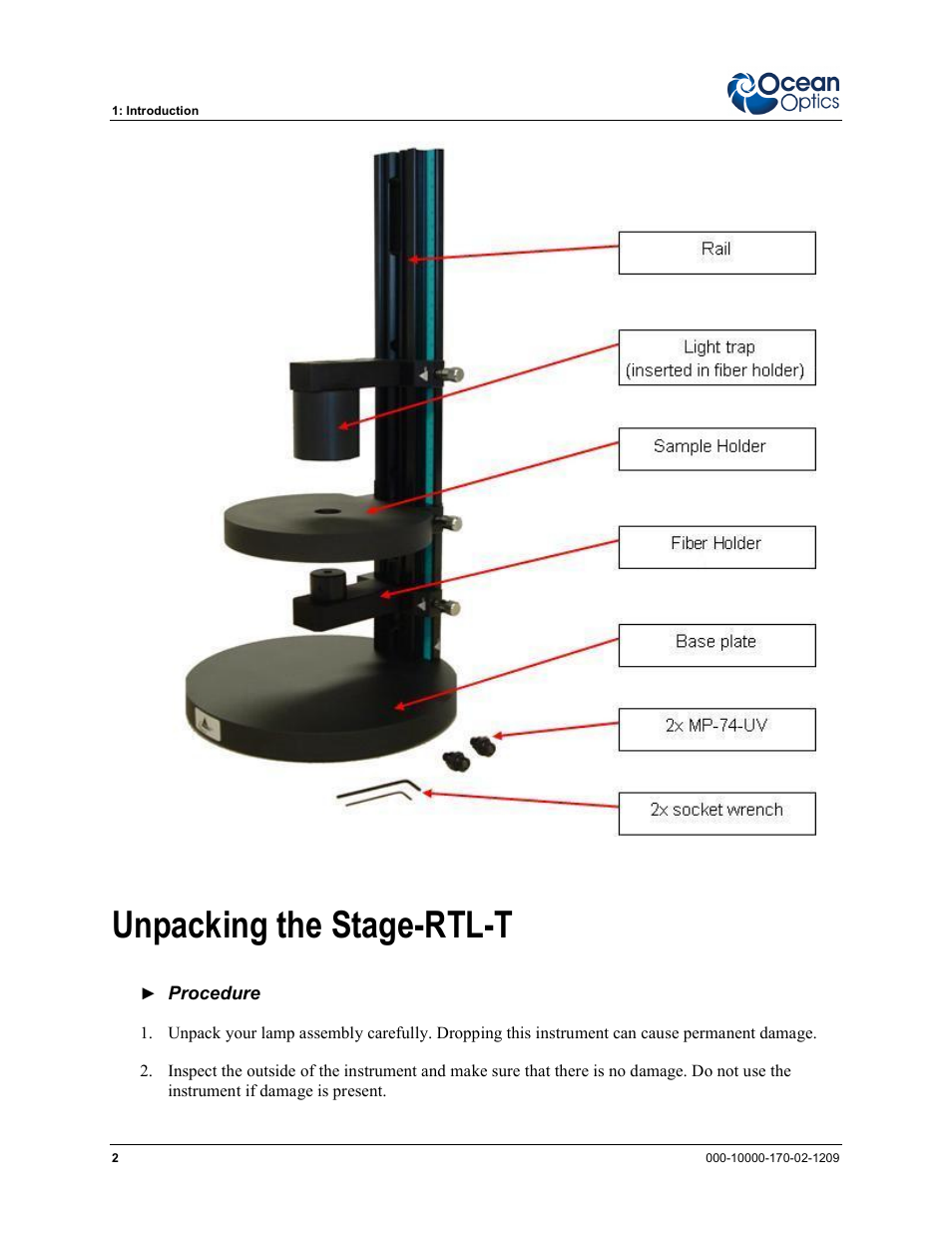 Unpacking the stage-rtl-t | Ocean Optics RTL Reflection Stage User Manual | Page 10 / 22