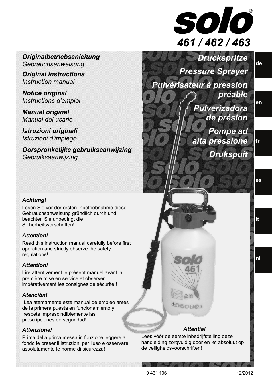 SOLO 462 Handbetätigte Druckspritze User Manual | 32 pages