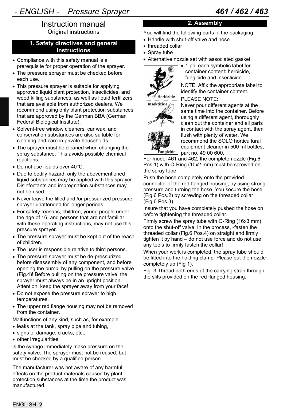 9461106_en_01_13, Instruction manual | SOLO 462 Handbetätigte Druckspritze User Manual | Page 10 / 32