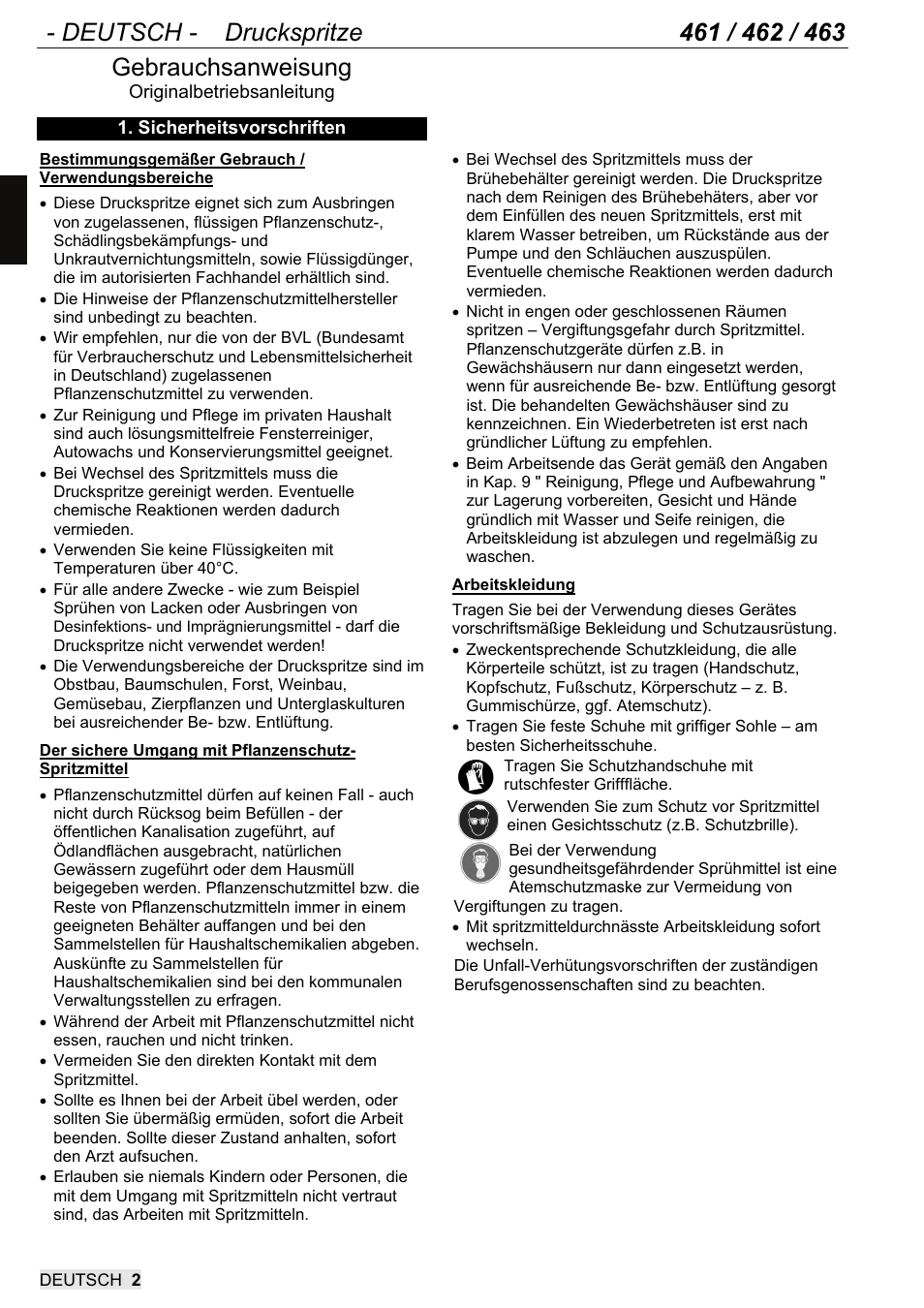 9461106_de_01_13, Gebrauchsanweisung | SOLO 462 Handbetätigte Druckspritze User Manual | Page 4 / 32