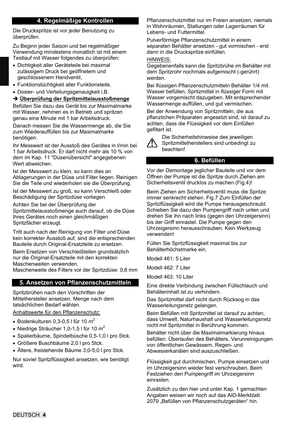 SOLO 462 Handbetätigte Druckspritze User Manual | Page 6 / 32