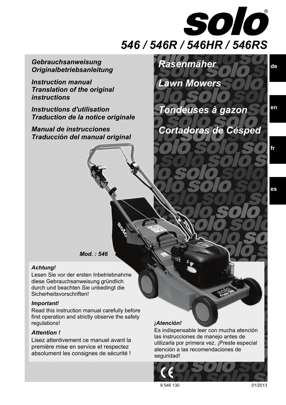 SOLO 546R Rasenmäher _2013 User Manual | 68 pages