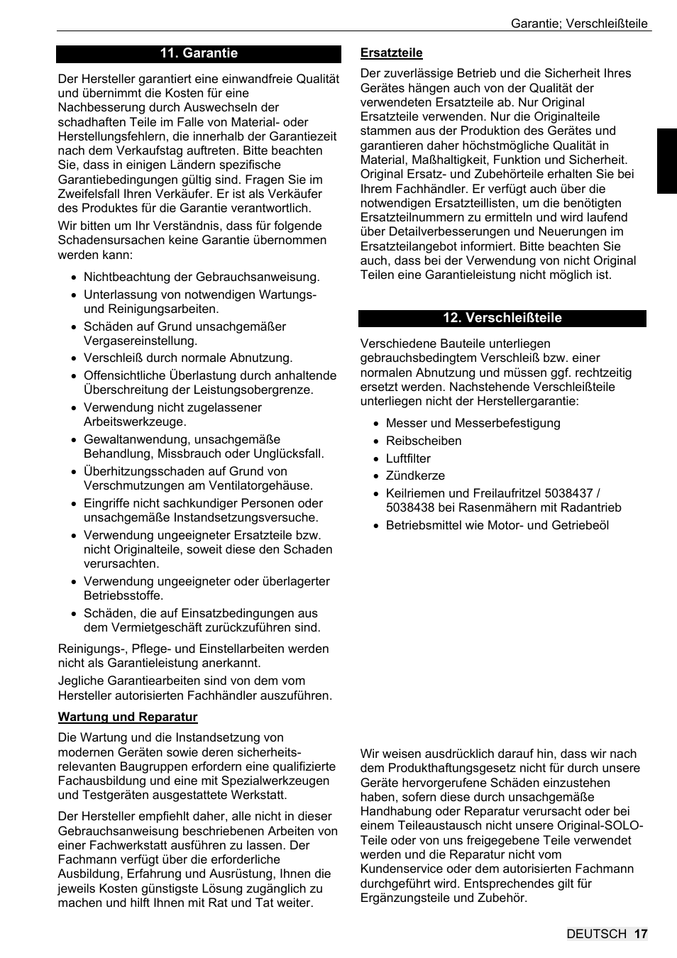 SOLO 546R Rasenmäher _2013 User Manual | Page 17 / 68