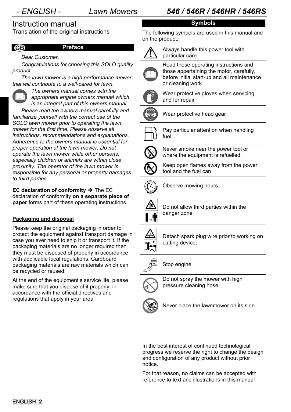 Instruction manual | SOLO 546R Rasenmäher _2013 User Manual | Page 18 / 68