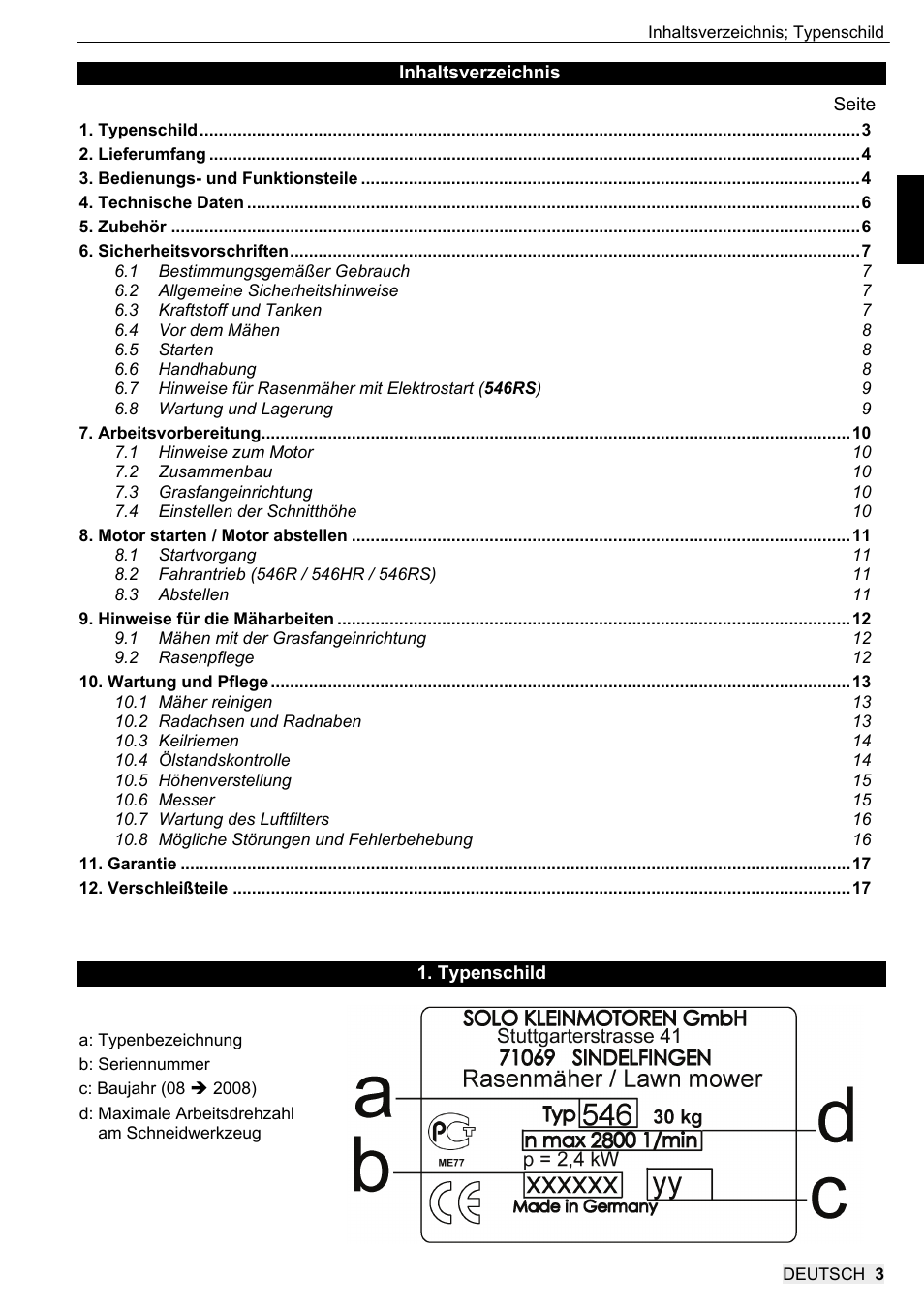 SOLO 546R Rasenmäher _2013 User Manual | Page 3 / 68