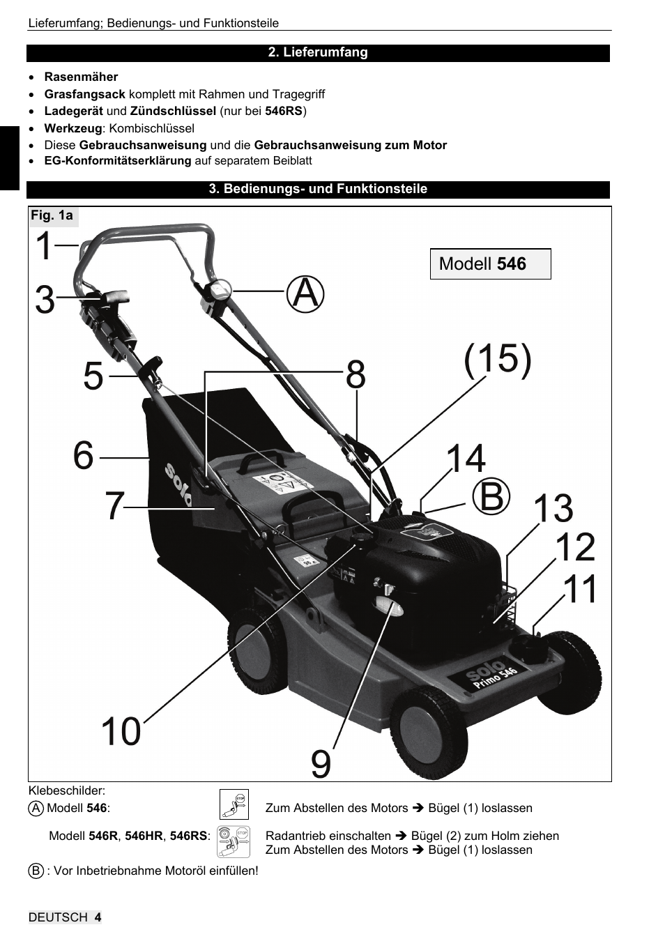 Modell 546 | SOLO 546R Rasenmäher _2013 User Manual | Page 4 / 68