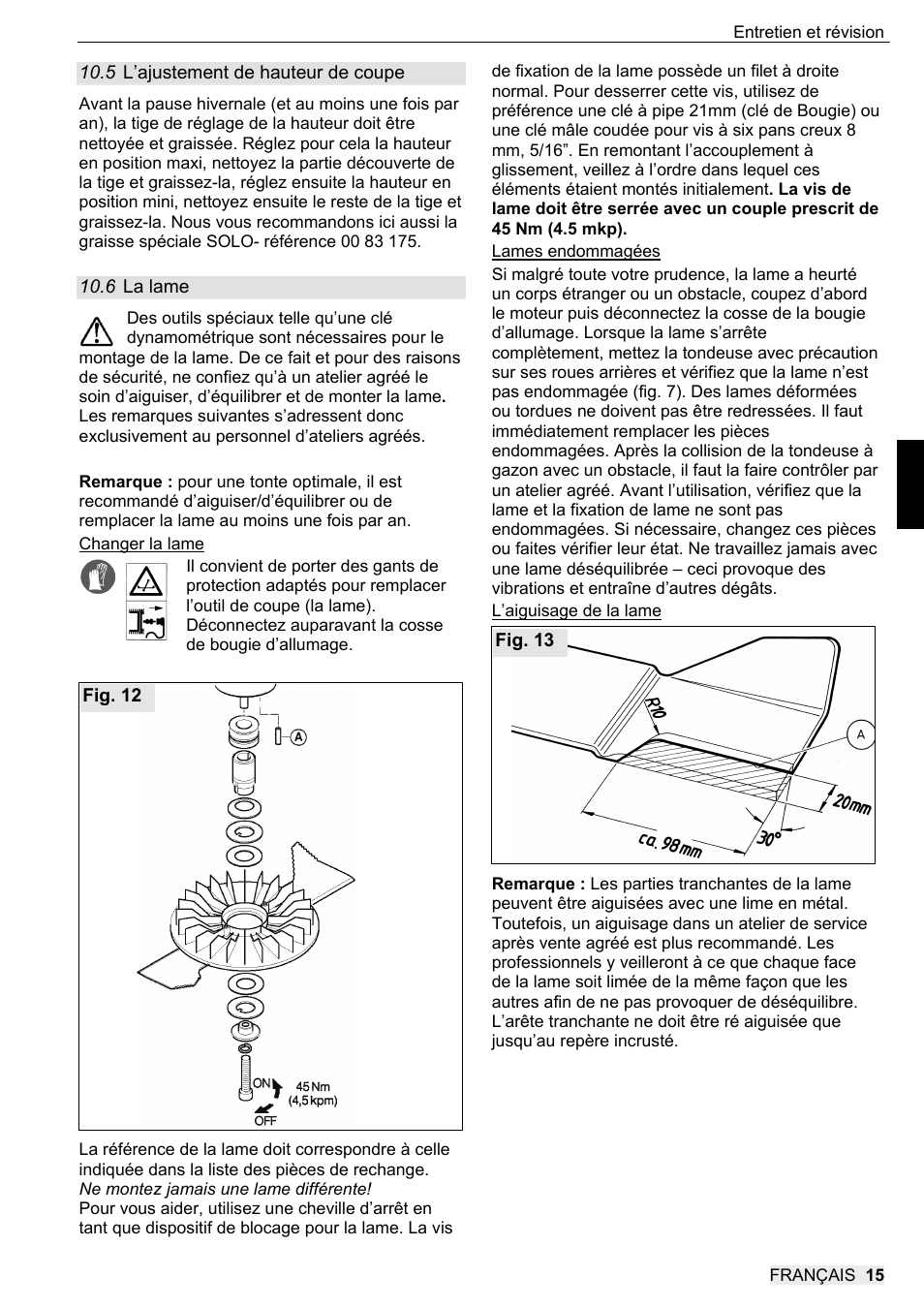 SOLO 546R Rasenmäher _2013 User Manual | Page 47 / 68