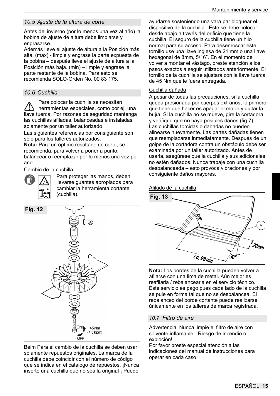 SOLO 546R Rasenmäher _2013 User Manual | Page 63 / 68