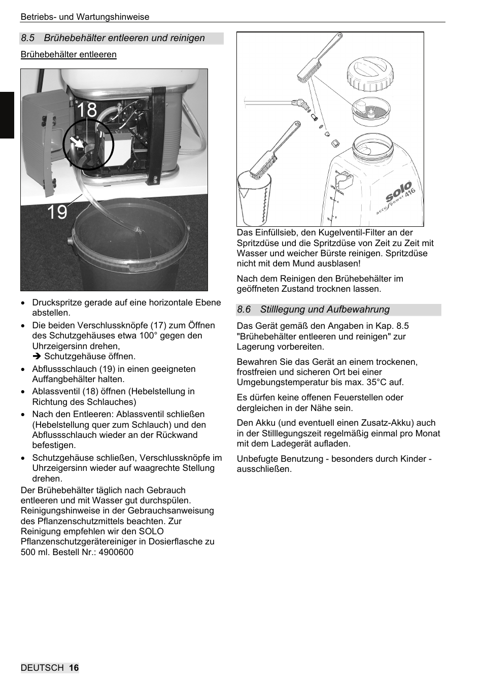 SOLO 416 Rückentragbare Akku-Druckspritze User Manual | Page 16 / 100