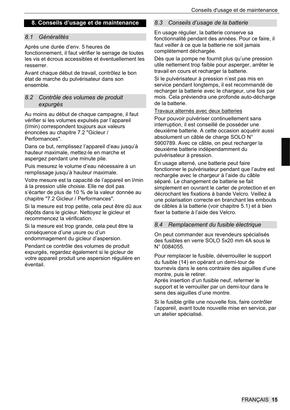 SOLO 416 Rückentragbare Akku-Druckspritze User Manual | Page 47 / 100