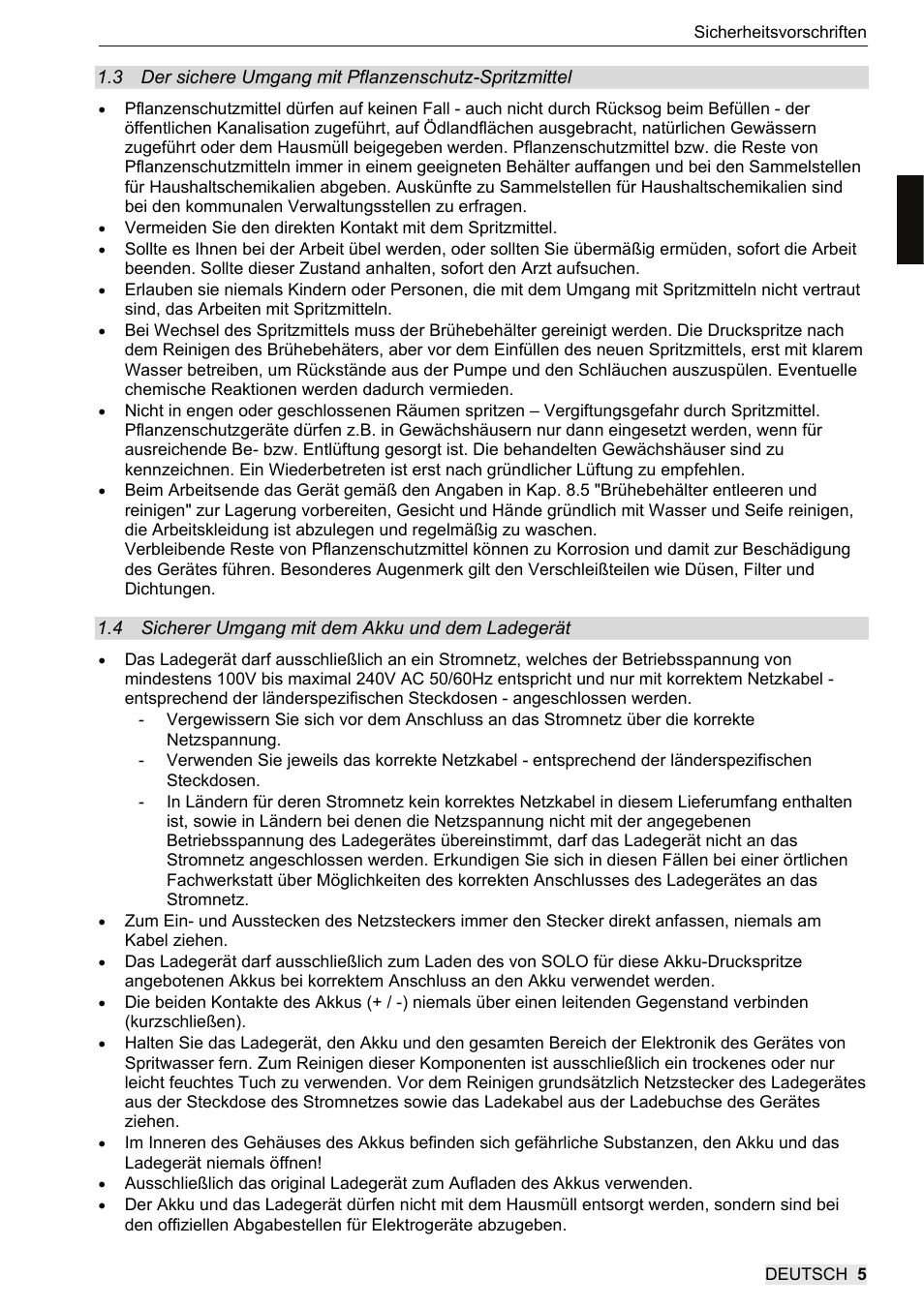 SOLO 416 Rückentragbare Akku-Druckspritze User Manual | Page 5 / 100