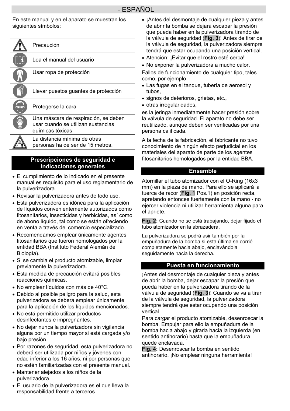 Español | SOLO 453 Trolley-Spritze User Manual | Page 10 / 16