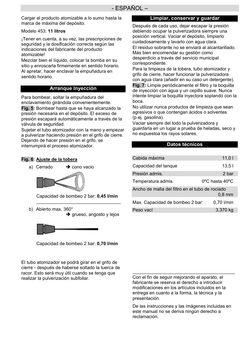 Español | SOLO 453 Trolley-Spritze User Manual | Page 11 / 16
