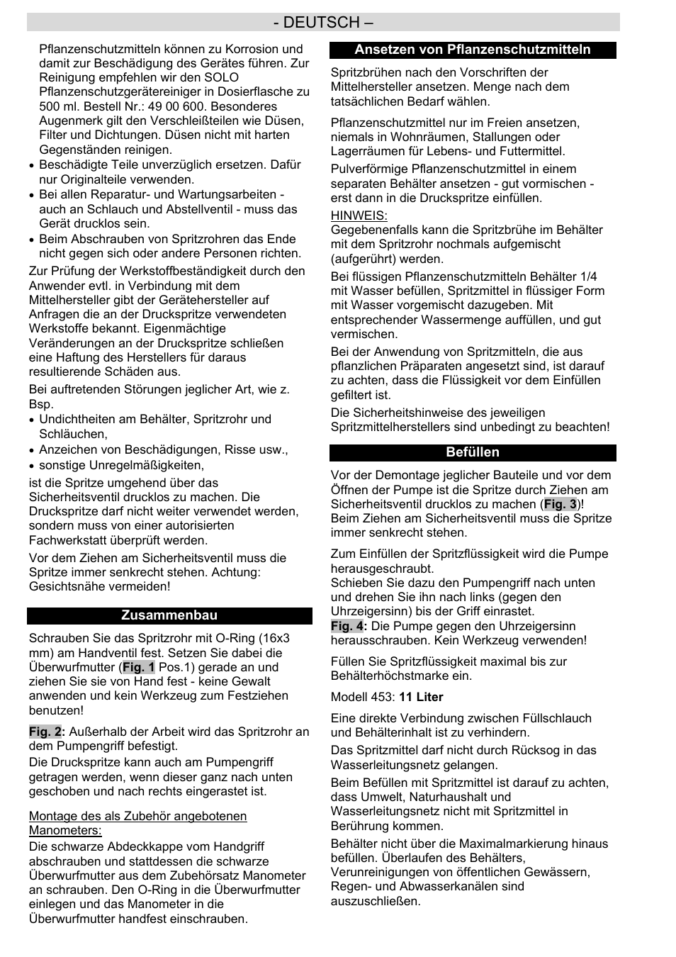 Deutsch | SOLO 453 Trolley-Spritze User Manual | Page 4 / 16