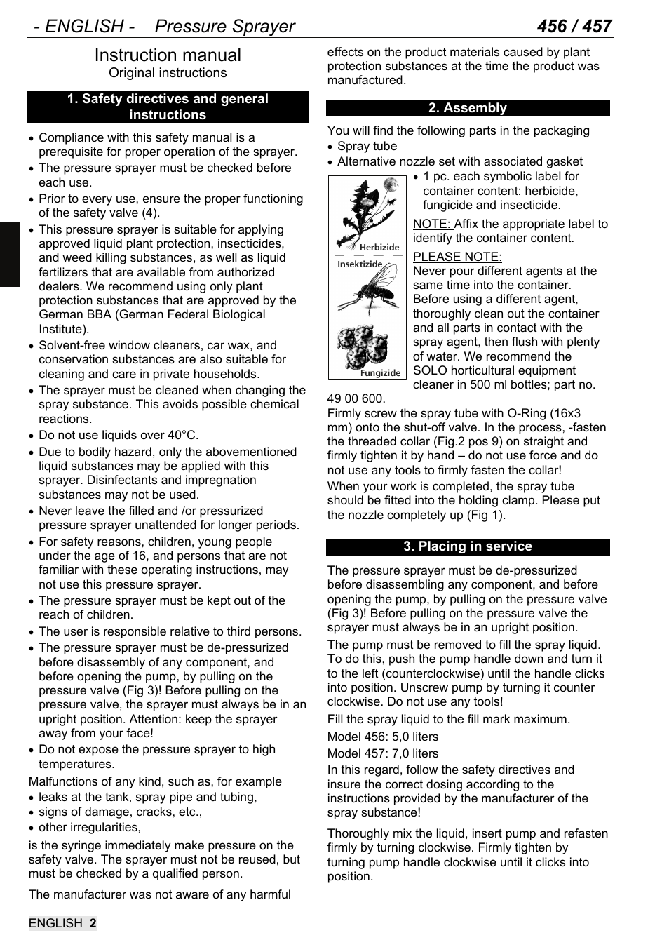 9456114_en_05_2011, Instruction manual | SOLO 456 Handbetätigte Druckspritze User Manual | Page 10 / 32