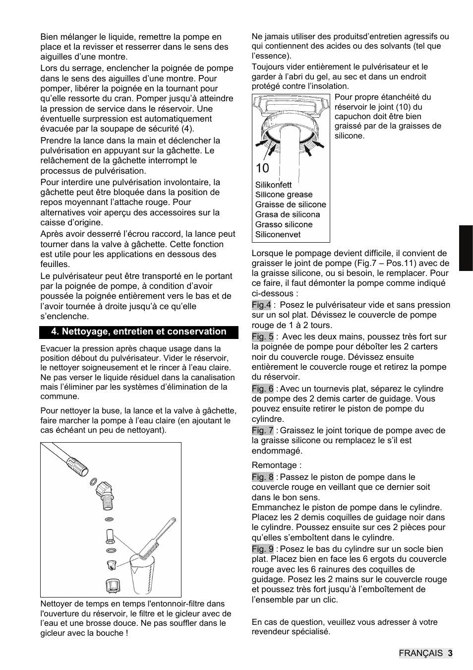 Nettoyage, entretien et conservation | SOLO 456 Handbetätigte Druckspritze User Manual | Page 15 / 32