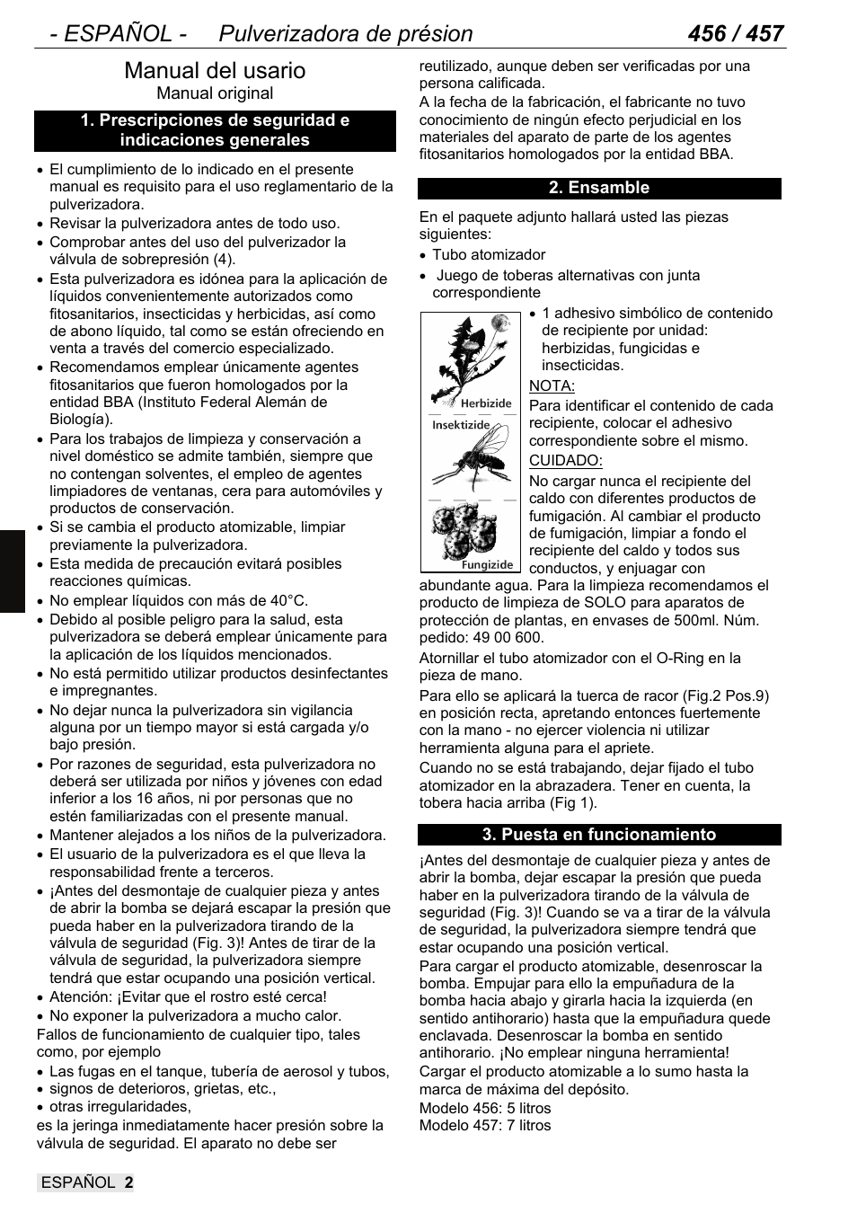 9456114_es_05_2011, Manual del usario | SOLO 456 Handbetätigte Druckspritze User Manual | Page 18 / 32