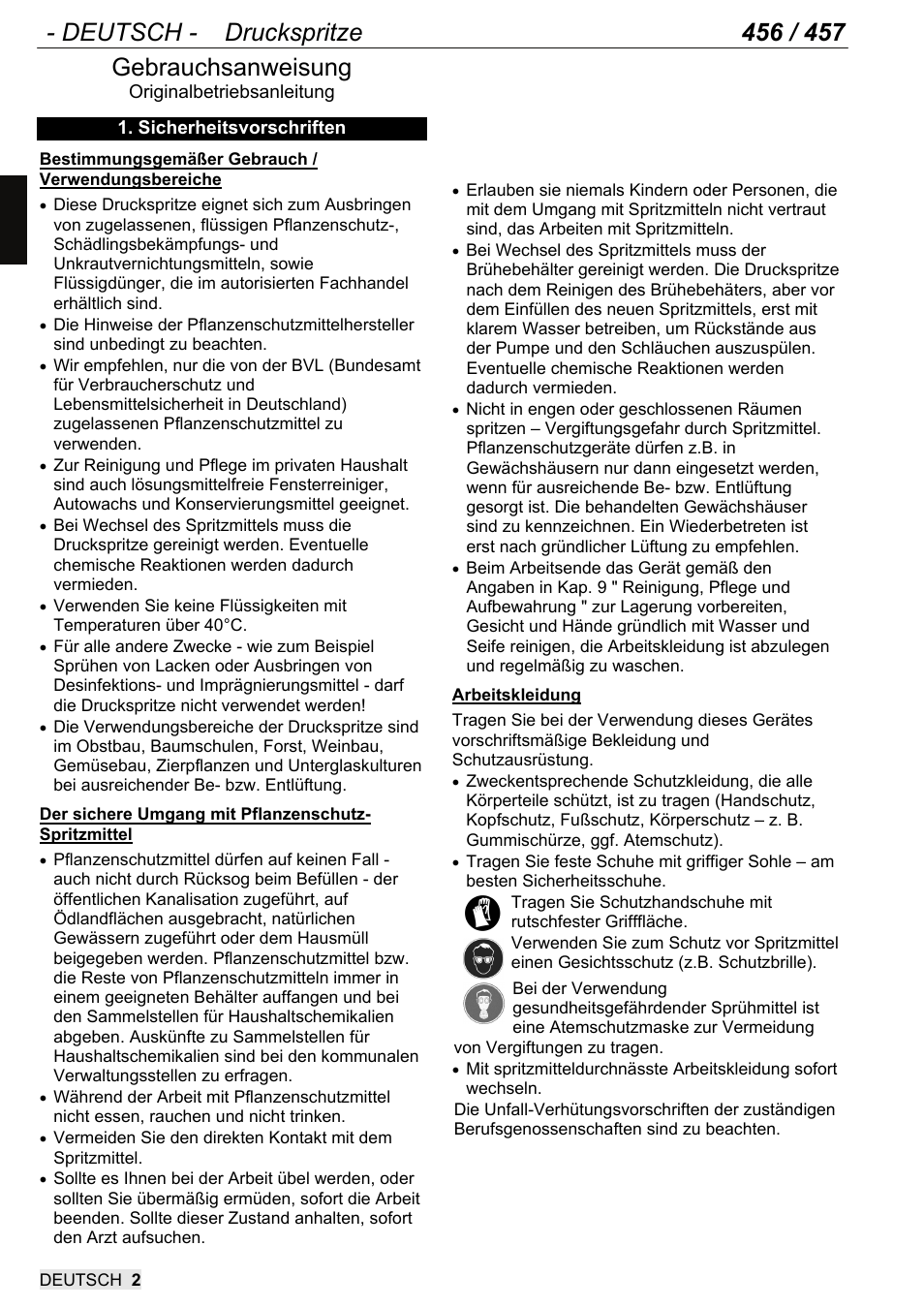 9456114_de_05_2011, Gebrauchsanweisung | SOLO 456 Handbetätigte Druckspritze User Manual | Page 4 / 32