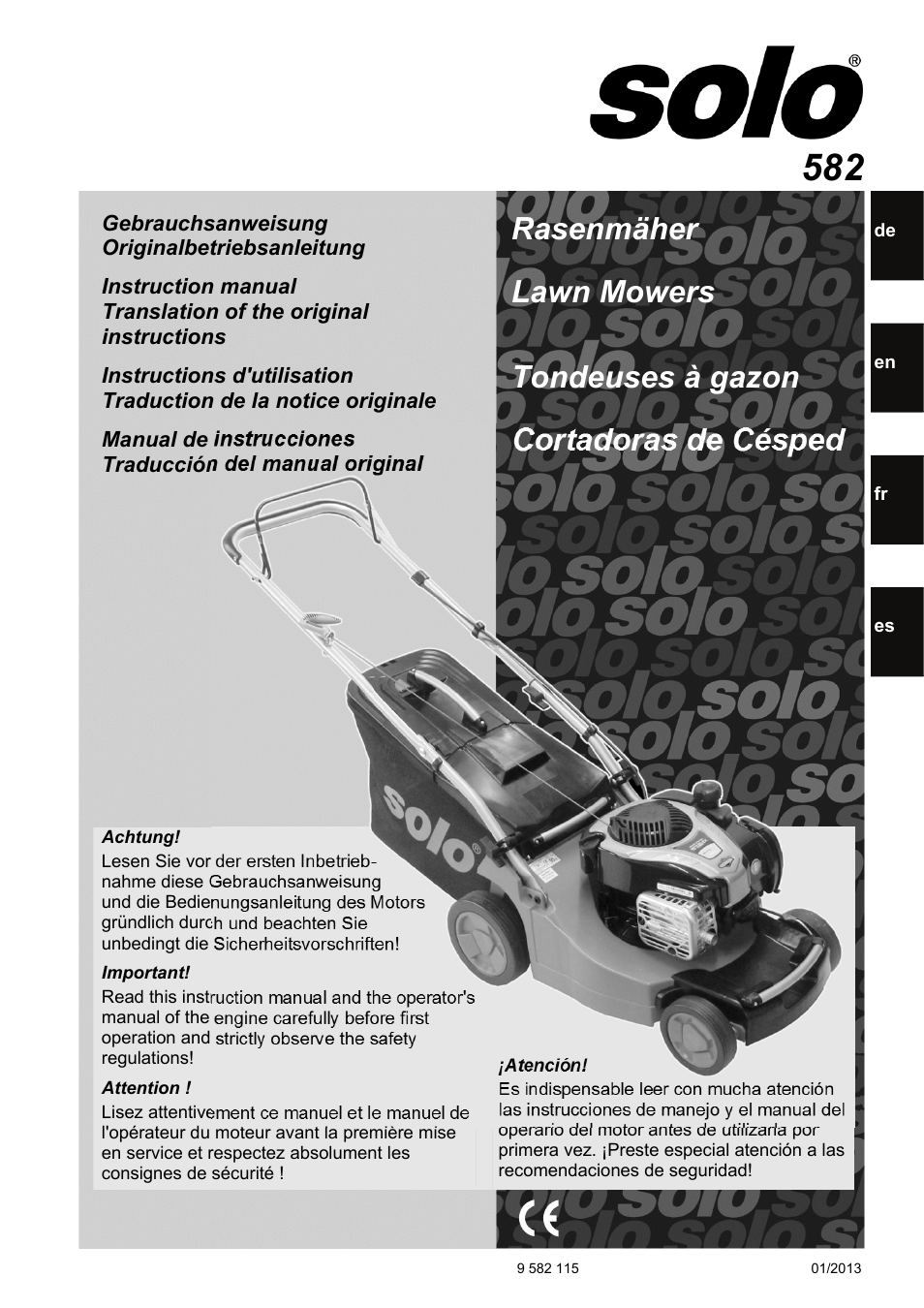 SOLO 582 Benzin Schiebemäher Heckauswurf User Manual | 60 pages