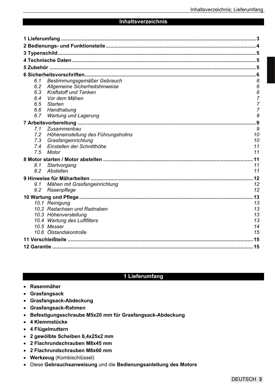 SOLO 582 Benzin Schiebemäher Heckauswurf User Manual | Page 3 / 60