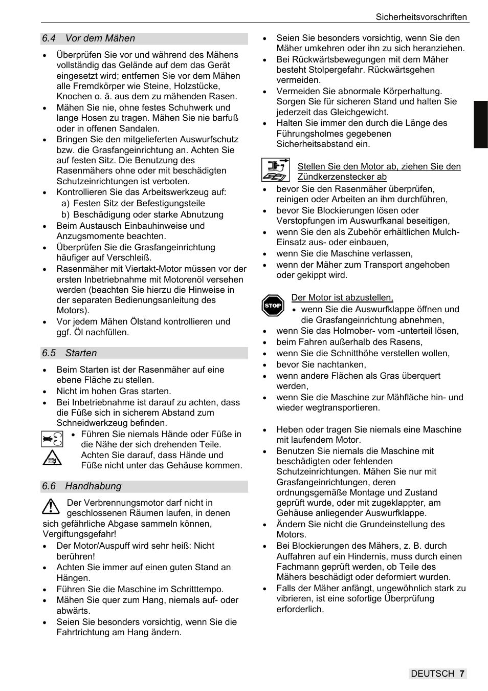 SOLO 582 Benzin Schiebemäher Heckauswurf User Manual | Page 7 / 60