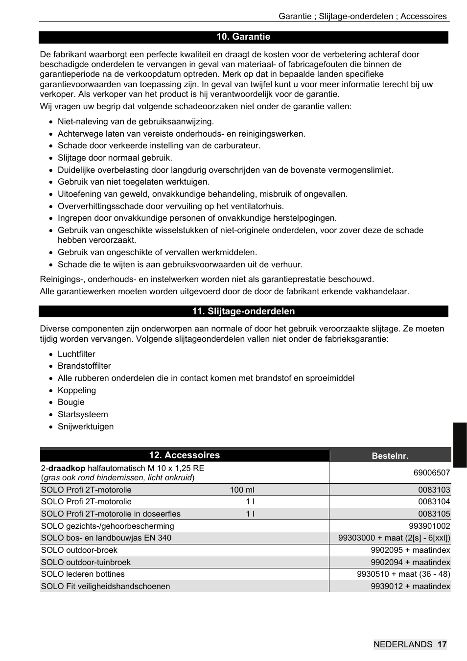 SOLO 104L Grastrimmer User Manual | Page 103 / 104