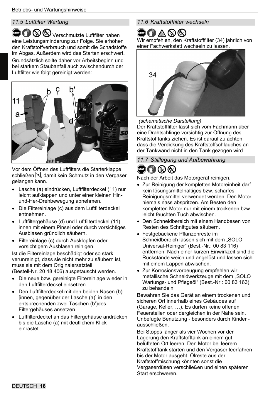 SOLO 104L Grastrimmer User Manual | Page 16 / 104