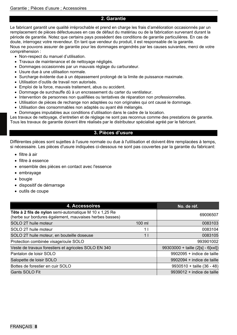 SOLO 104L Grastrimmer User Manual | Page 42 / 104